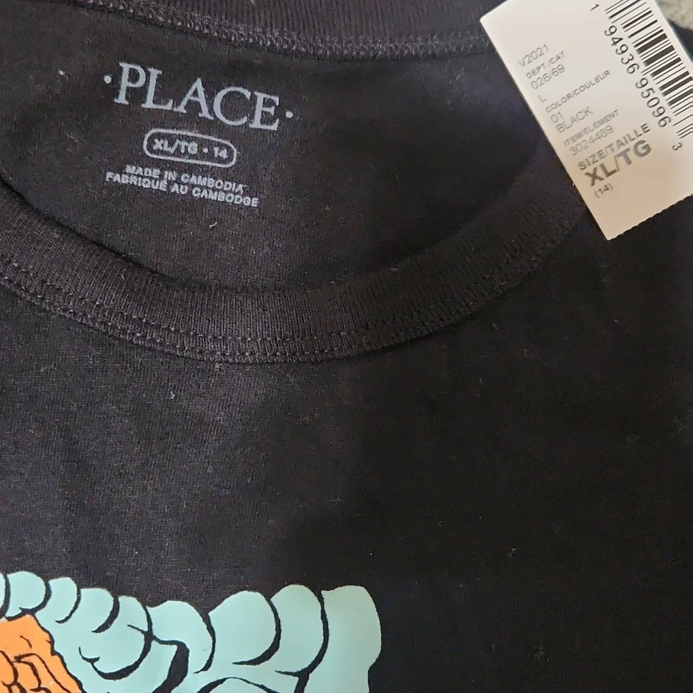 The Children's Place Black Dinosaur Graphic Tee New Xl